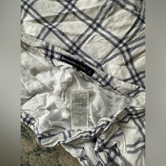 Abercrombie & Fitch White Plaid Tie Waist Shorts Casual Summer Comfy - Picture 3 of 4